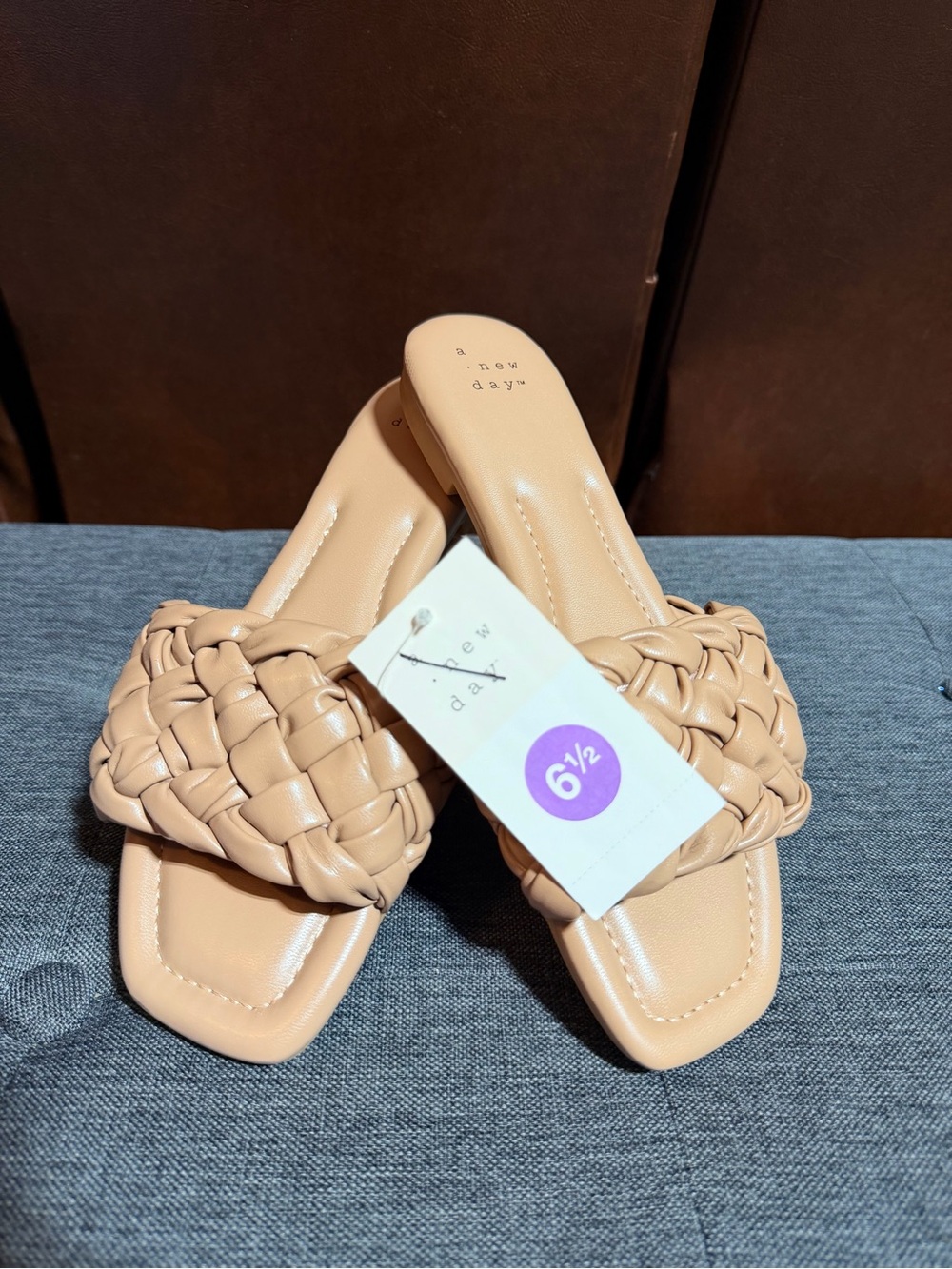 A New Day Carissa Black Woven Braided Slide Sandals [size 61/2] - Picture 2 of 6